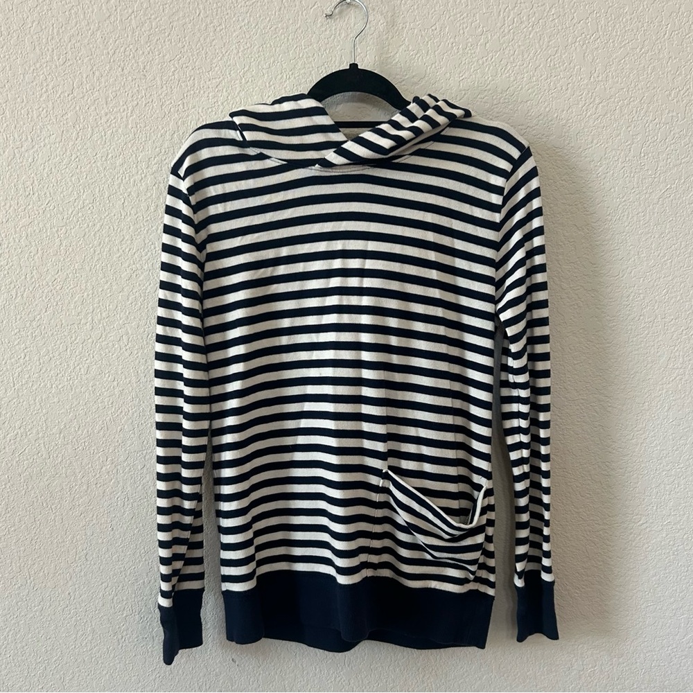 J.Crew - Navy & White Striped Knit Hooded Pullover Sweater, Size Women's Small